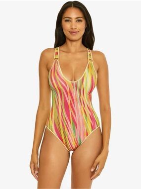 BECCA NWOT Women’s Multicolor Scoop One-Piece Swimsuit